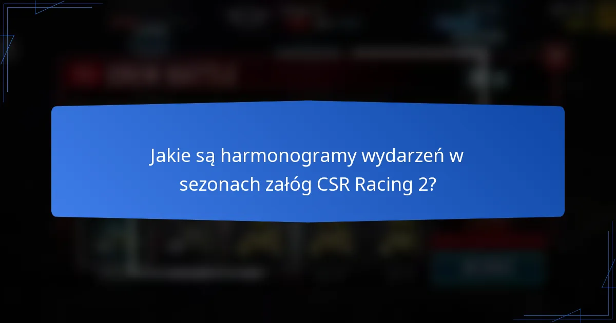 Jakie są harmonogramy wydarzeń w sezonach załóg CSR Racing 2?
